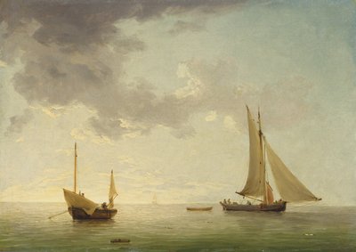 A Lugger and a Smack in Light Airs by Charles Brooking